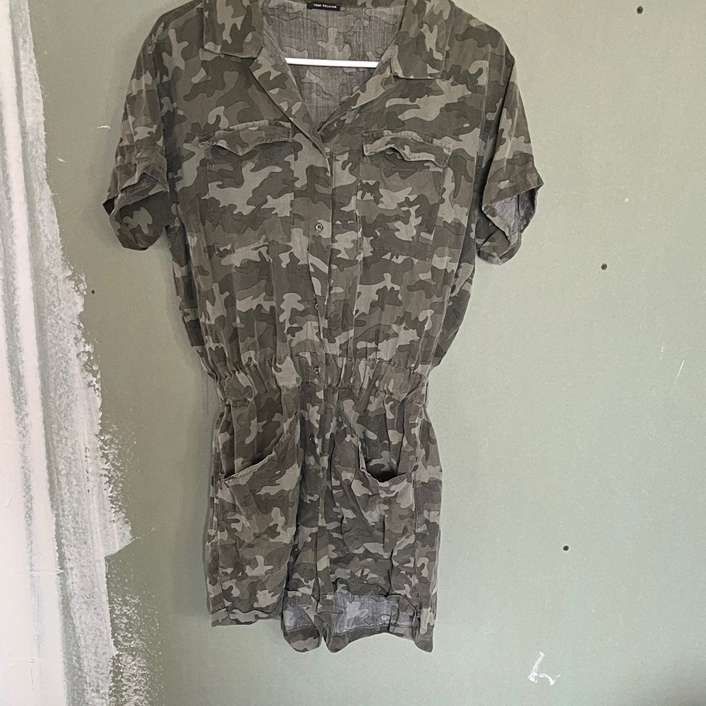 True Religion Olive Green Camo Romper
